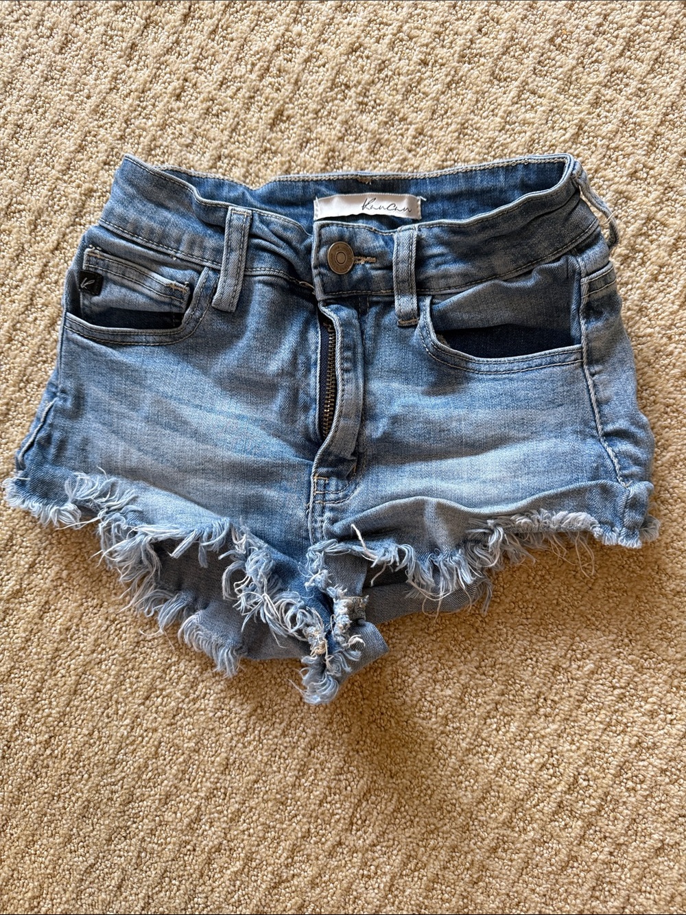 KanCan Medium Kids Blue Frayed Denim Cutoff Shorts